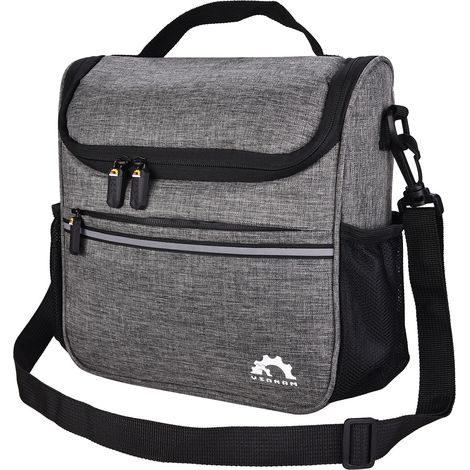 Sacoche de guidon de vélo isotherme 3,5 L avec compartiment avant et bandoulière réglable, garde les aliments chauds et froids. (1/3)