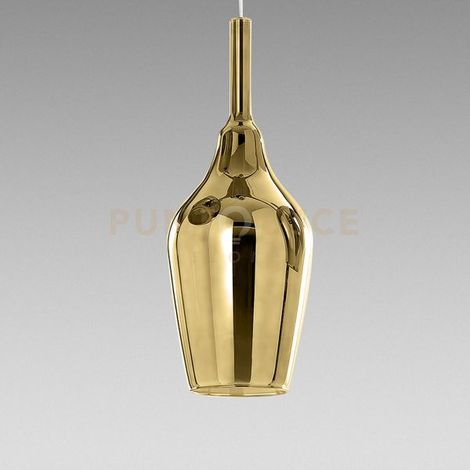 OFELIA S/12 - VETRO ORO SPECCHIATO E PORTALAMPADA BIANCO 1 LUCE ATTACCO G9 CAVO TRASPARENTE SENZA BASE DI ATTACCO D.18,5CM H.47,5M