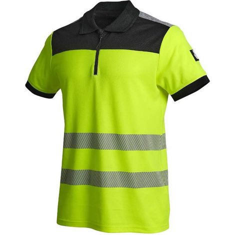 Polo de Travail Haute Visibilité Mars - Taille 4XL - Jaune Fluo - Résistant et Confortable - D-Work