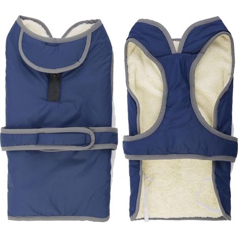 Manteau pour chiot en laine chaude réfléchissante (poitrine L : 62-78 cm, bleu), Ensoleillé