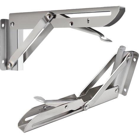 Faltbar 300 mm, 2 Stück faltbare Halterung, 30 cm faltbare Konsolenhalterung, faltbare Wandhalterung für Garage, Küche, Büro, Schlafzimmer (Silber-300 mm)