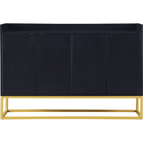 Credenza moderna minimalista a 4 ante senza maniglie nera 120 x 30 x 80 cm (1/5)