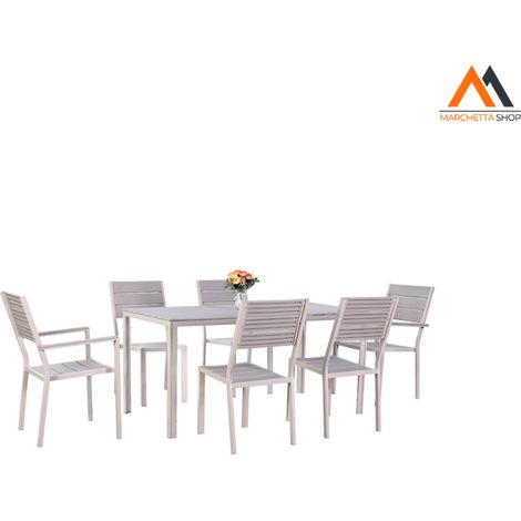 SET GIARDINO IN ACCIAIO 'ASSOS' colore beige