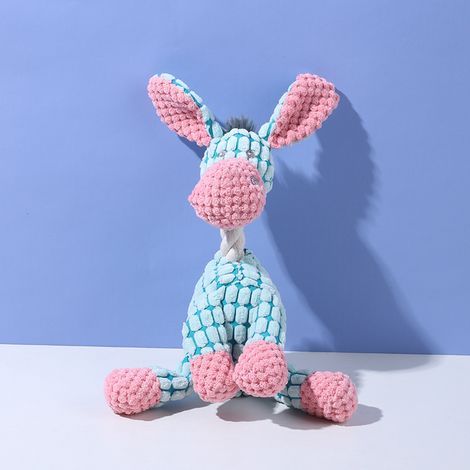 Jouet peluche sonore pour chien - Modèles animaux drôles - Résistant aux morsures - Jouet de dentition interactif(Âne) (1/4)