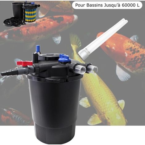 Filtre Bassins De Jardin Sous Pression UV 55W + 1 ampoule UV de rechange Jusqu'à 50000 L. Eau propre (1/5)