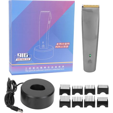 Tondeuse à Cheveux Professionnelle Sans Fil en Acier Inoxydable pour Homme - Kit de Coupe et Taille Argenté (1/5)