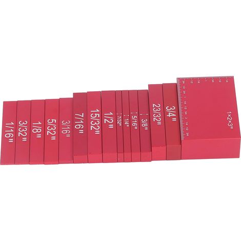Jeu de 15 jauges de hauteur en alliage d'aluminium, couleur vive, échelle précise pour le travail du bois, rouge (1/5)