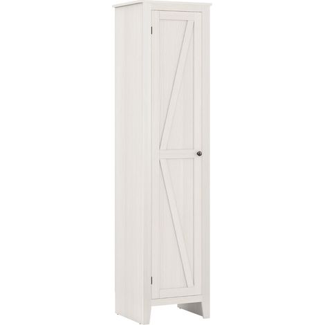 Mueble de almacenaje estrecho 43 x 39,5 x 183 cm con 4 estantes diseño elegante y acabado en MDF blanco 200010247