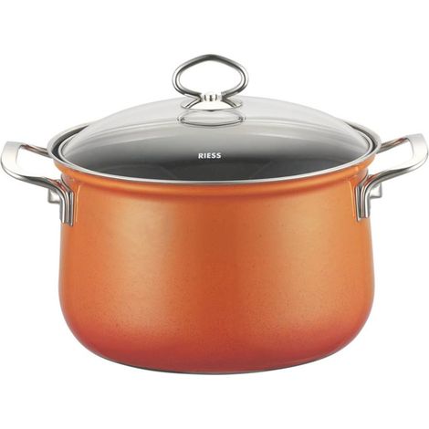 Riess Mijoteuse haute avec couvercle en verre Ø20cm 3,5 litres émail Nouvelle Corall (1/5)