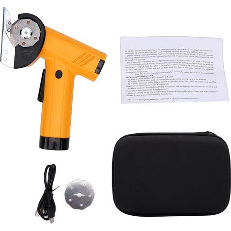 Ciseaux électriques sans fil Ciseaux rotatifs rechargeables 4 vitesses lame SK5 LED jaune pour tissu cuir carton bricolage (1/5)