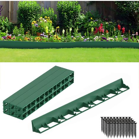 TolleTour Bordo per prato in plastica Bordo decorativo per giardino 12 m con 50 picchetti di ancoraggio Verde