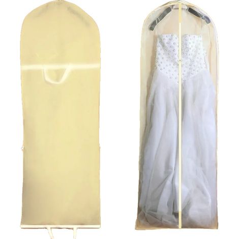 Funda protectora para prendas de vestir, impermeable, plegable, color beige. (1/2)