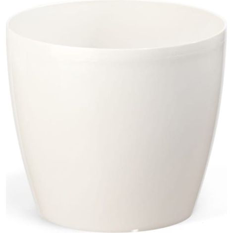 Weißer Kunststoff-Blumentopf 25x22 cm klassisch glatt Magnolie