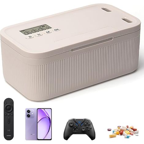 Safe with Timer, Lockable Storage Box with Timer, Cell Phone Lock Box with Timer for Kitchen, Home, Fridge, Travel (1/5)