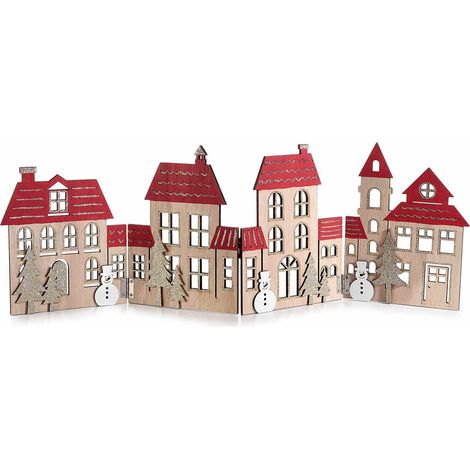 Staccionata Natalizia in Legno con Paesaggio Sotto Albero, per Presepe, Vetrine (1/2)
