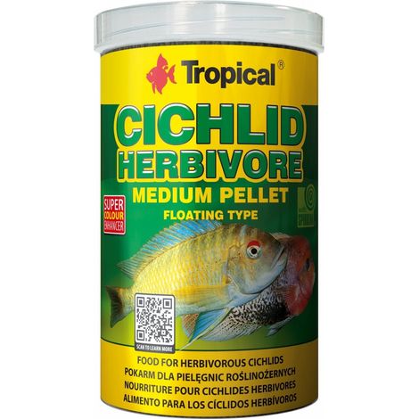 Alimento para cíclidos tropicales herbívoros en gránulos medianos de 500 ml/180 g