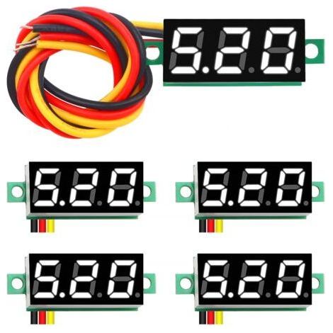 0.28 Inch Mini Panel Digital Voltmeter, 0-100V DC Three-Wire Voltage Tester, LED Display, LED Digital Voltmeter (White) (1/5)