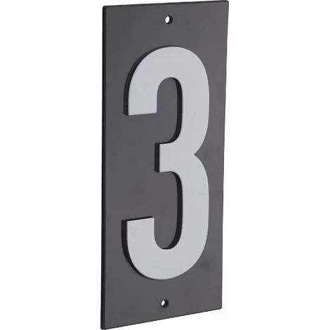 THIRARD - Plaque de signalisation 3, marquage blanc sur fond noir, panneau ABS à visser, 56x120mm - THIRARD (1/5)
