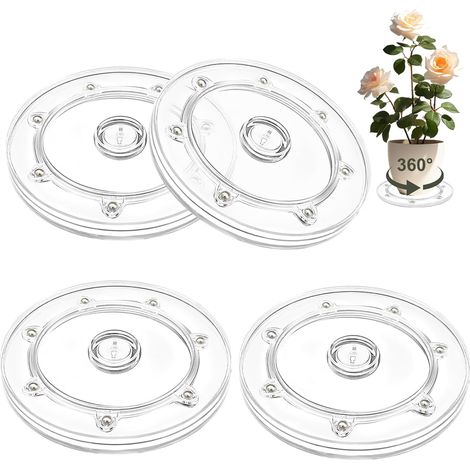 CCYKXA 4-Piece Rotating Turntable Set, Universal 15cm TV Turntable, 360° Rotating Transparent Tray, Swivel Stand for Bonsai Plants, TVs, and Monitors (1/5)