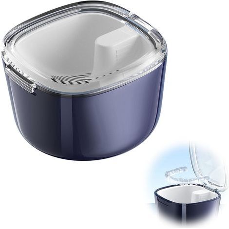 BoîTe Pour Appareil Dentaire BoîTe Pour Dentier De Sauvetage Des Dents BoîTe Portable Pour ProthèSes Dentaires BoîTe Pour ProthèSes Dentaires Avec Tamis,Couvercle Transparent (Bleu) (1/5)