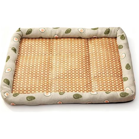 Tapis rafraîchissant en rotin imprimé de Dessins animés pour Chiens et Chats, lit d'été Double Face avec Rebord surélevé, Respirant et imperméable, résistant à l'usure, 5 Tailles S à XXL (1/5)