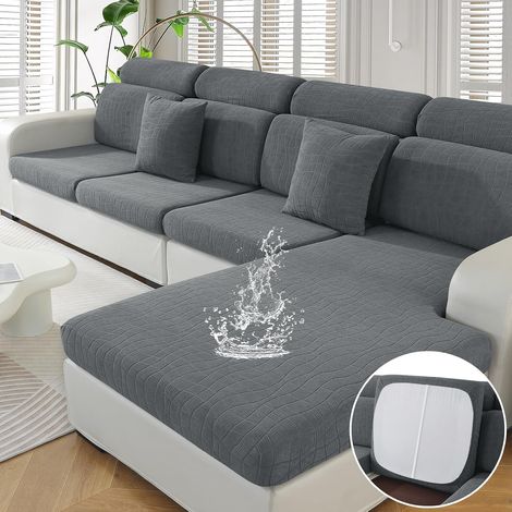 Housse Coussin Canapé Extensible (Grand 1 Place, Gris Clair) (1/5)