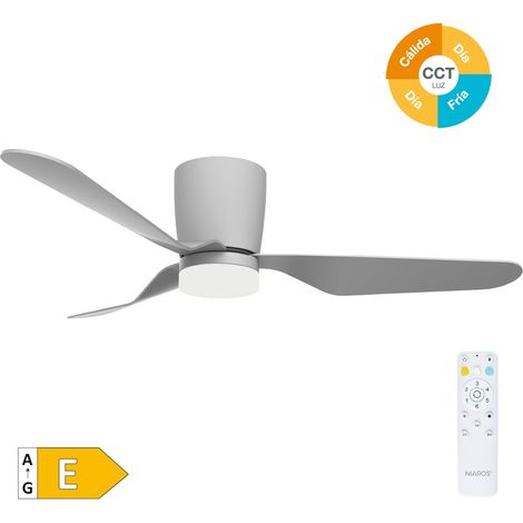 Ventilador techo Solesia con luz CCT regulable y mando Ø132 3 aspas DC Gris (1/5)