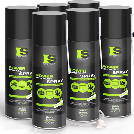 Spraytive 6x 400ml Power Druckluftspray - Air Duster, Druckluftreiniger, Luftdruckspray, Reinigungsspray (1/5)