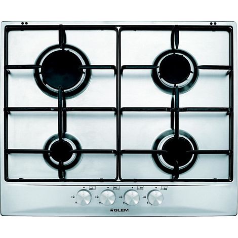 Glem Gas GT64IX hobs Acero inoxidable Integrado 60 cm Encimera de gas 4 zona(s) (1/2)