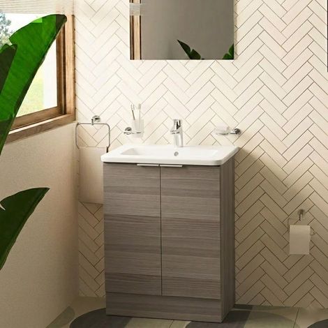Vitra S20 Square Floor Standing 2-Door Vanity Unit and Basin 600mm Wide - Cordoba