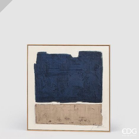 EDG Enzo De Gasperi Quadro Abstract Terra e Mare 80 x 80 Cm Blue Mix – Decorazione Parete Design Moderno Casa