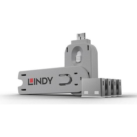 Lindy 40454 Tope de puerta blanco con llave USB tipo A (1/4)