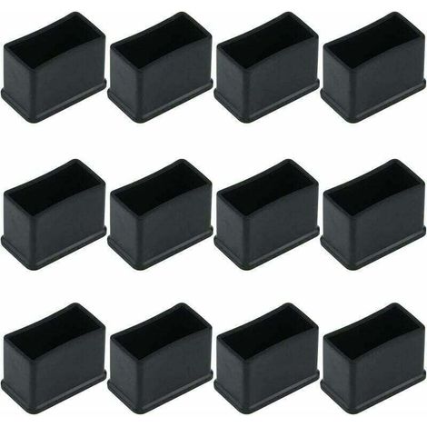 Lot de 12 embouts de protection rectangulaires en feutre de caoutchouc – Pour pieds de meubles – Dimensions 15 x 30 mm – Couleur noire (1/4)