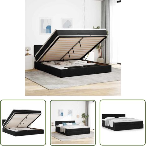 vidaXL Ottoman-Bett mit Matratze Schwarz 160x200 cm Samt (1/5)