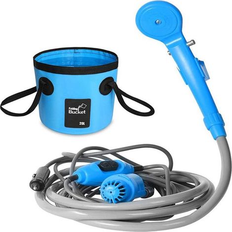 Ensemble de douche pliable portable pour le camping, couleur vert olive.