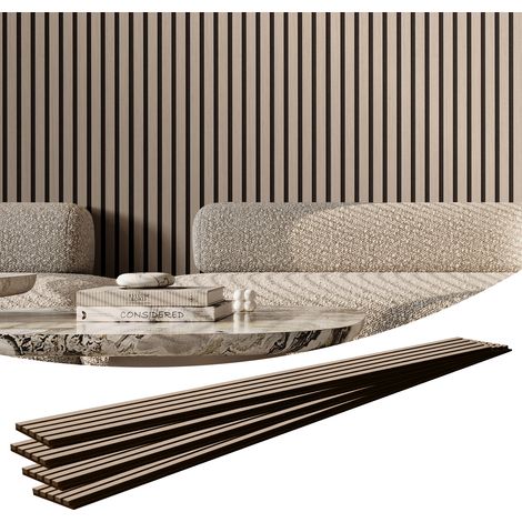 VEVOR Pannelli Acustici a Doghe in Legno 2400 x 200 mm Pannelli da Parete Legno MDF per Decorazione delle Pareti Interne, Pannelli da Parete in Finto Legno per Riduzione del Rumore, Legno Argentato