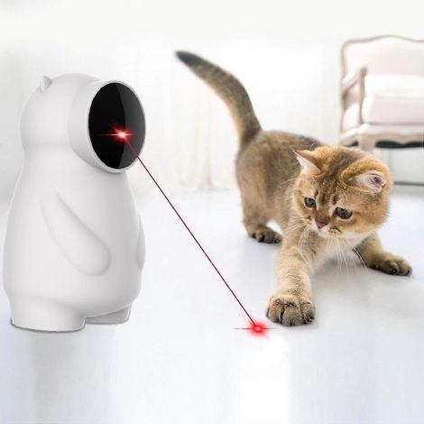 Jouet interactif pour chat, jouet électronique intelligent et automatique pour chatons, jeu d'intérieur avec LED rouge, 4 modes de jeu pour chatons et chats adultes, rechargeable (1/5)