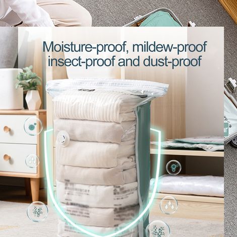 Sac de compression sous vide sans pompe pour vêtements, couettes, sac de rangement, sac de compression tridimensionnel pour la maison (1/5)