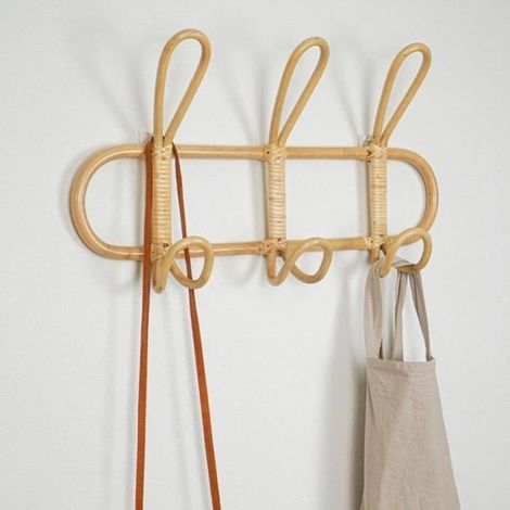 Crochets Muraux - Naturel - Rotin - 3 PCS - Organisateur Vêtements - Décoration Chambre Enfant (1/4)