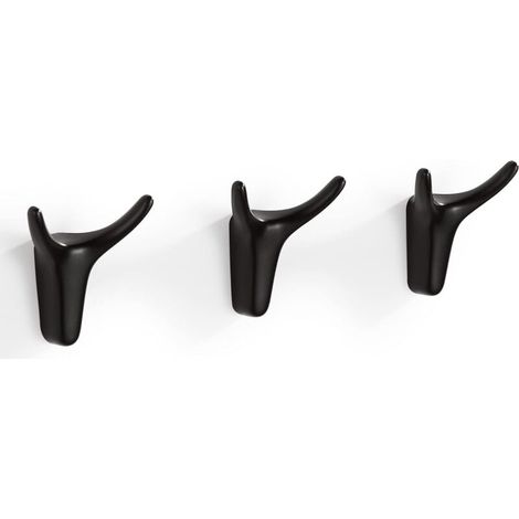 Patère Crochets Muraux Noirs, 3 Pièces Crochets Porte-Serviettes Crochets Adhésifs, Patères Design Corne Pour Décoration Salle De Bain & Cuisine (1/5)