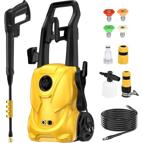 Nettoyeur Haute Pression, 180 Bar Nettoyeurs Haute-Pression, Débit : 680 L/H, 2000 W Moteur Brushless Laveur Haute Pression Eau Chaude, 5-en-1 pour Terrasse, Maison, Jardin, Voiture, Washer (1/5)