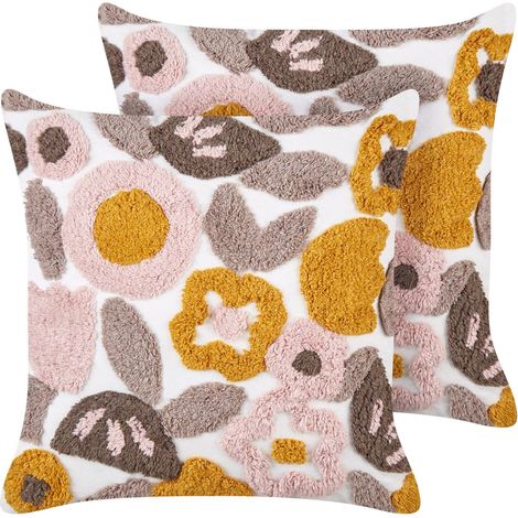 Set of 2 Decorative Cushions KANDIARO Cotton 45 x 45 cm Multicolour Floral Pattern (1/5)