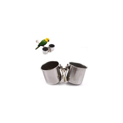 Mangeoire à Oiseaux pour Cage, Tasse d'alimentation de Perroquet, Mangeoir Gamelle Suspendu, avec Clip, pour Les Amoureux des Oiseaux, Perroquets, Calopsittes(Argent) (1/5)
