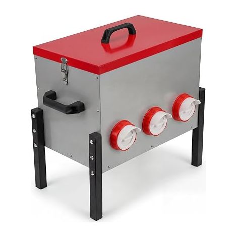 Mangeoire Poules 15 kg Futterautomat Hühner mit 6 Löchern aus Metal pour Poulets Canards Oies (1/5)