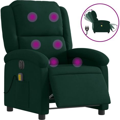 Maison Exclusive - Poltrona Massaggiante Reclinabile Elettrica Verde Scuro Velluto