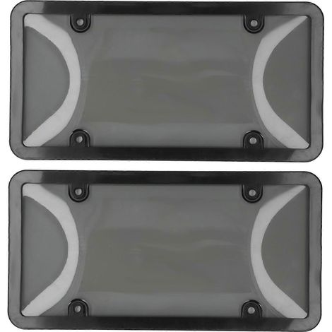 Ensemble de cache-plaque d'immatriculation, taille standard, couleur fumée, protection résistante aux UV pour l'extérieur des voitures et camions (1/5)
