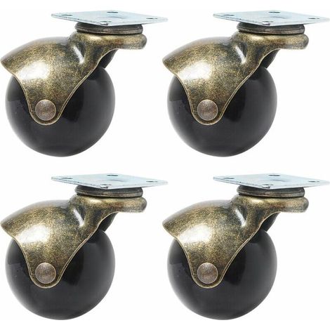 4 Pcs Roulettes Bronze à Billes pour Meubles Roue à Boule pour Meubles Diamètre 40mm