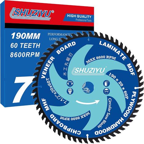 190mm 60T, Hole 20mm. Circular Wood Saw Blade (1/5)