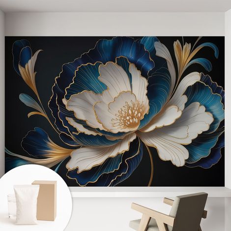 Papier peint avec colle pour décoration moderne de salon chambre à coucher cuisine et bureau Facile Motif floral 152x104 cm (1/5)