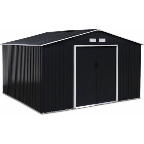 (11 x 10ft) 10.85m² metal garden shed Anthracite 330x308x166 cm - Boulonnais (1/5)